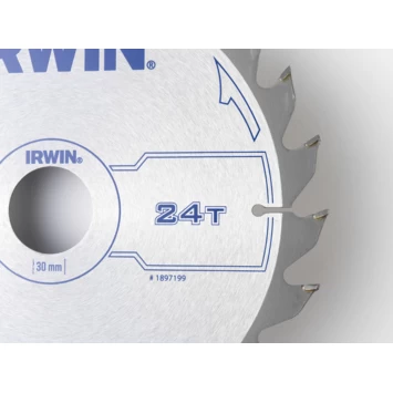 Irwin Cirkelzaagblad Ø190 Mm. Inclusief Reduceerringen Waardoor Geschikt Voor Asgat 16, 20 En 30 Mm, Vertanding 24T 2 Irwin Cirkelzaagblad Ø190 Mm. Inclusief Reduceerringen Waardoor Geschikt Voor Asgat 16, 20 En 30 Mm, Vertanding 24T - Afbeelding 2